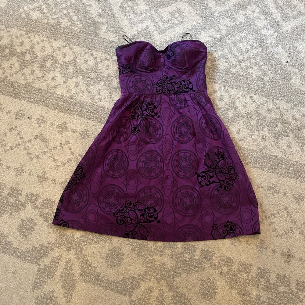 Guess purple and black strapless dress